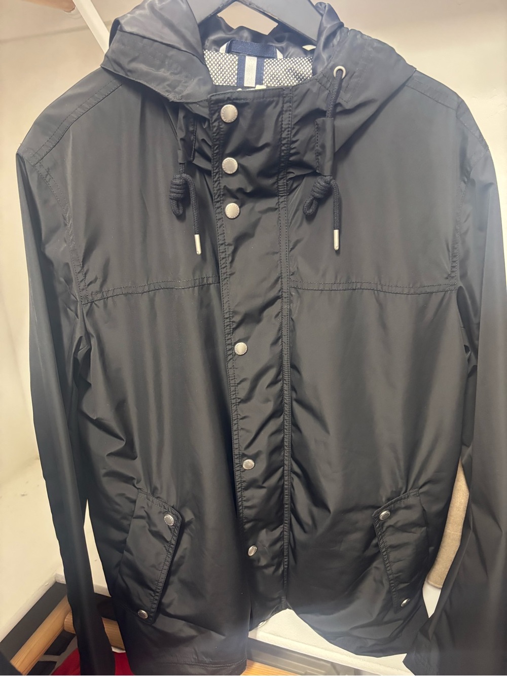 Cole Haan Men's Black Hooded Windbreaker Jacket
